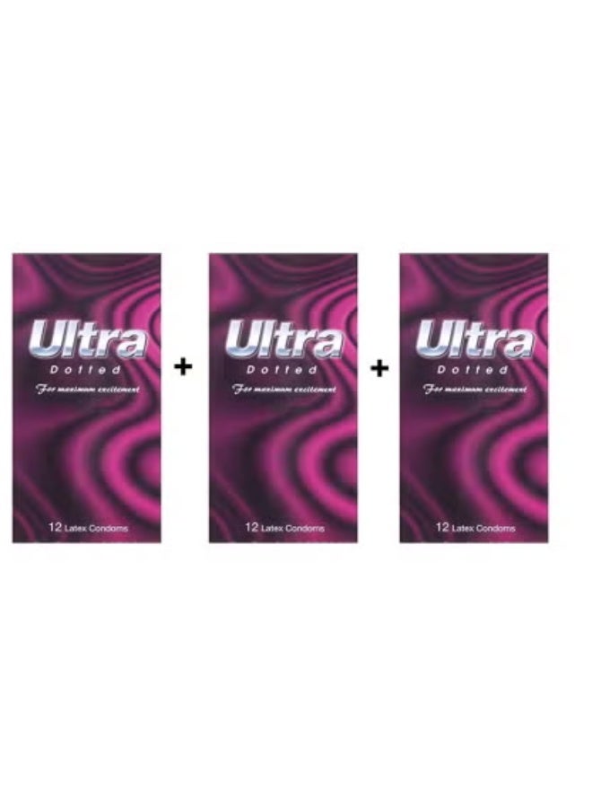 Ultra condoms Dotted 3 packs 12 each
